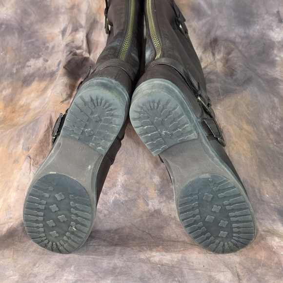 Madden Girl Riding Boots Legacie Buckle Rear Zip Chocolate Brown 9.5 - Picture 7 of 15